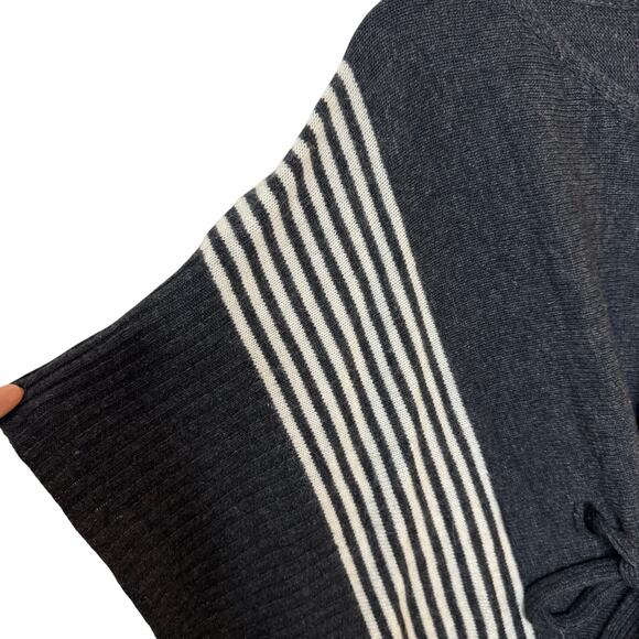 Maude Tie Waist Poncho Wool Blend Sweater Gray Size OSFM S/L Pullover - Picture 7 of 11